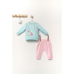 Set de 2 piese de trening scufita rosie pentru bebelusi, tongs baby (culoare: turcoaz, marime: 6-9 luni)
