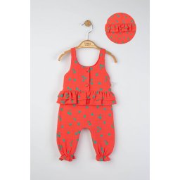 Salopeta de vara din muselina pentru bebelusi natural, tongs baby (marime: 0-3 luni, culoare: corai)