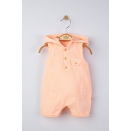 Salopeta de vara cu gluga pentru bebelusi, tongs baby (marime: 0-3 luni, culoare: somon)