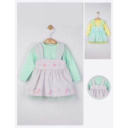 Set rochita cu bluzita pentru fetite cirese, tongs baby (culoare: verde, marime: 24-36 luni)