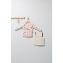 Set elegant cu fustita si bluzita pentru bebelusi paris love, tongs baby (culoare: somon, marime: 6-9 luni)