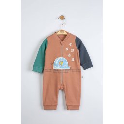Salopeta pentru bebelusi elefantel, tongs baby (culoare: maro, marime: 0-3 luni)
