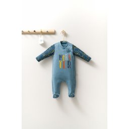 Salopeta pentru bebelusi cu botosei monster, tongs baby (marime: 0-3 luni, culoare: turcoaz)