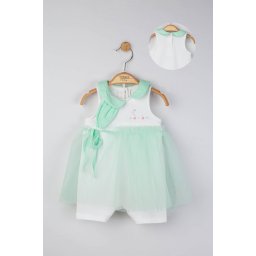 Salopeta de vara pentru bebelusi cu tulle, tongs baby (culoare: verde, marime: 0-3 luni)