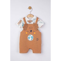 Set salopeta cu tricou de vara pentru bebelusi koala, tongs baby (culoare: maro, marime: 6-9 luni)