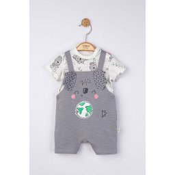 Set salopeta cu tricou de vara pentru bebelusi koala, tongs baby (culoare: gri, marime: 3-6 luni)