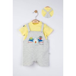 Set salopeta cu tricou de vara pentru bebelusi marathon, tongs baby (culoare: gri, marime: 6-9 luni)