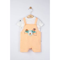 Set salopeta cu tricou de vara pentru bebelusi marathon, tongs baby (culoare: somon, marime: 6-9 luni)