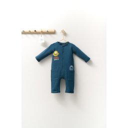 Salopeta cu buzunare pentru bebelusi monster, tongs baby (marime: 0-3 luni, culoare: bleumarin)