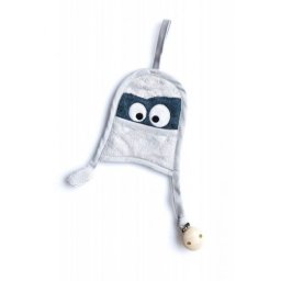 Textil din bambus pentru dentitie cu agatatoare suzeta din lemn monstru silver grey