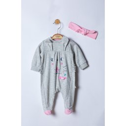 Salopeta pentru bebelusi cu bentita sweets, tongs baby (culoare: gri, marime: 0-3 luni)