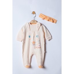 Salopeta pentru bebelusi cu bentita sweets, tongs baby (marime: 3-6 luni, culoare: somon)