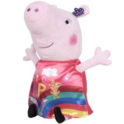 Jucarie din plus peppa pig cu rochie din satin - just so happy, 17 cm