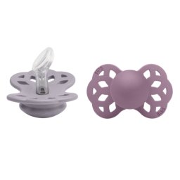 BIBS - Set 2 suzete Infinity Silicon, tetina anatomica, 0 luni +-Fossil Grey/Mauve