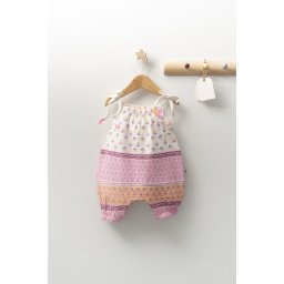 Salopeta de vara din muselina pentru bebelusi peacock, tongs baby (marime: 3-6 luni, culoare: somon)