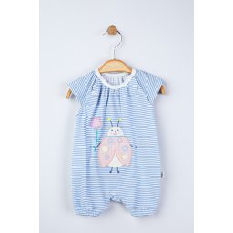 Salopeta de vara cu buburuza pentru bebelusi, tongs baby (culoare: albastru, marime: 0-3 luni)