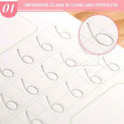 Set 4 caiete in limba romana si stilou magic pentru scris si desenat, rechizite scolare, multicolor, 19 cm X 13 cm