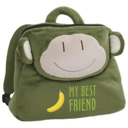 Rucsac verde, de gradinita, pentru copii, derform, in forma de maimutica