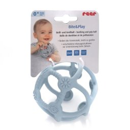 Jucarie pentru dentitie si minge 2in1, silicon, albastra, 0 luni+, reer bite&play 79273