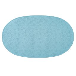 Covoras de baie antialunecare cu ventuze, din cauciuc natural, antibacterian, oval, 42 x 25 cm, albastru, myhappybath mat, reer 76023