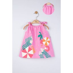 Rochita de vara din muselina pentru fetite , tongs baby (culoare: roz, marime: 6-9 luni)