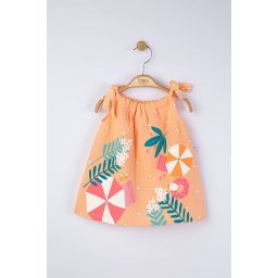 Rochita de vara din muselina pentru fetite , tongs baby (culoare: somon, marime: 24-36 luni)