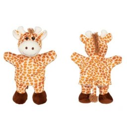 Papusa de mana cu animale - girafa, elefant si maimuta