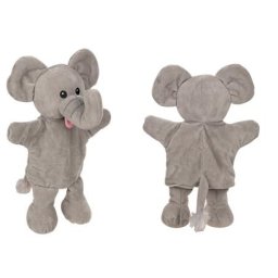 Papusa de mana cu animale - girafa, elefant si maimuta