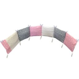 Aparatoare protectii laterale pat pufoase 120x60 cm h28cm deseda mix stelute roz