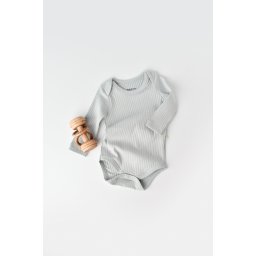 Body bebe unisex cu maneca lunga din 95% bumbac organic cu 5% elastan - gri, baby cosy (marime: 3-6 luni)