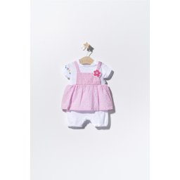Salopeta de vara pentru bebelusi flower, tongs baby (culoare: roz, marime: 6-9 luni)