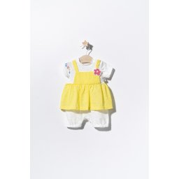Salopeta de vara pentru bebelusi flower, tongs baby (culoare: galben, marime: 6-9 luni)