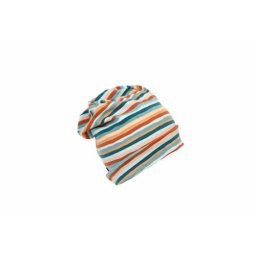 Caciula green stripes, cu bordura, in strat dublu, din bumbac - 42-46 cm