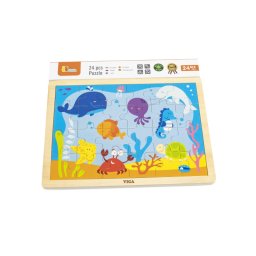 Puzzle din lemn cu 24 piese, animale din ocean, viga