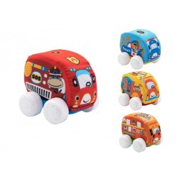 Masinuta bebe moale cu pullback Globo Vitamina G din material textil