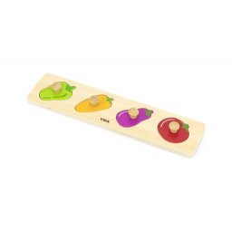 Puzzle montessori cu maner, legume, viga
