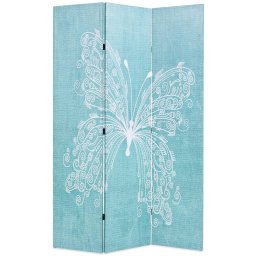 Paravan de camera pliabil, albastru, 120 x 170 cm, fluture GartenMobel Dekor