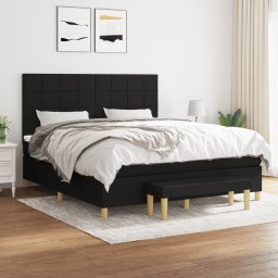 Pat box spring cu saltea, negru, 160x200 cm, textil GartenMobel Dekor