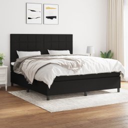 Pat box spring cu saltea, negru, 160x200 cm, textil GartenMobel Dekor