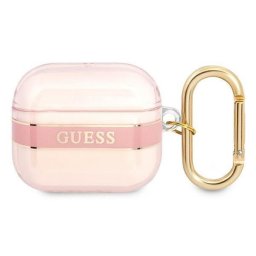 Husa de protectie Guess TPU Printed Stripe Case pentru Airpods 3, Roz