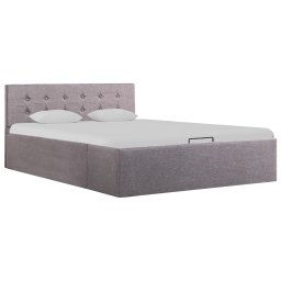 Cadru de pat hidraulic cu lada, gri taupe, 120 x 200 cm, textil GartenMobel Dekor