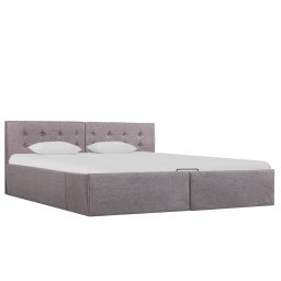 Cadru de pat hidraulic cu lada, gri taupe, 160 x 200 cm, textil GartenMobel Dekor