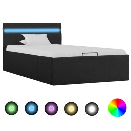 Cadru pat hidraulic lada cu LED gri închis 100x200cm textil GartenMobel Dekor