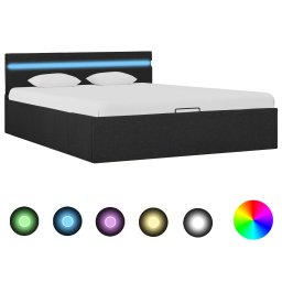 Cadru pat hidraulic cu LED, gri închis, 140x200 cm, textil GartenMobel Dekor