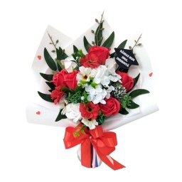 Cadou cadre didactice, aranjament buchet flori de sapun, rosu - DSPH405009
