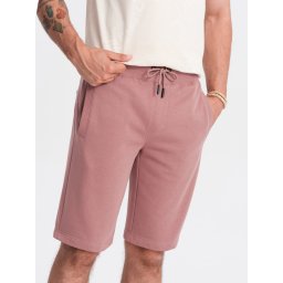 Ombre Men's pre-knee BASIC sweat shorts - dark pink