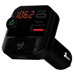 Modulator FM AKAI FMT-40BT, design ergonomic, Bluetooth, cititor USB multiple formate, micro SD Card, iluminare LED, 30 W, Negru