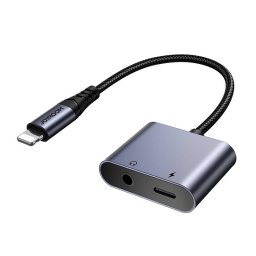 Adaptor audio 2 în 1 SY-L01 Lightning la 3,5 mm + Lightning (negru)