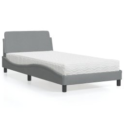 Pat cu saltea, gri deschis, 100x200 cm, textil GartenMobel Dekor