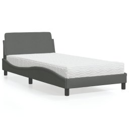 Pat cu saltea, gri închis, 100x200 cm, textil GartenMobel Dekor